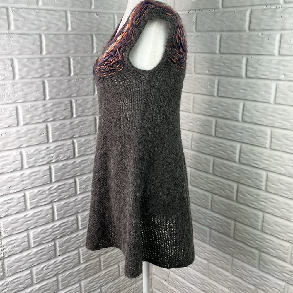 FREE PEOPLE ALPACA WOOL BLEND KNIT TUNIC DRESS GRAY PURPLE SCOOP NECK SIZE SMALL - Picture 5 of 12
